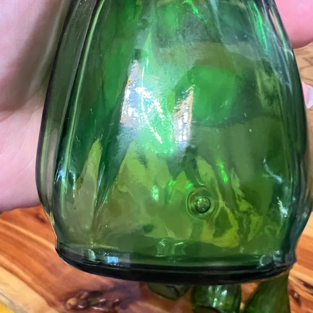 Vintage Green Glass Bud Vase Lot 4 Swirl Optic Bottle Vases CottageCore‎ Decor